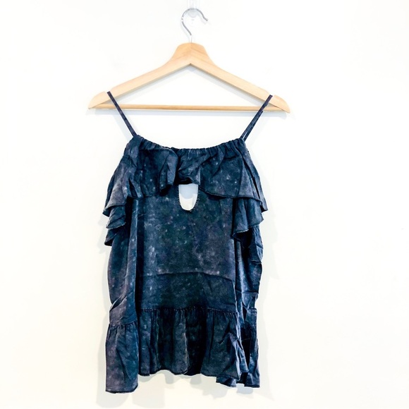 Chaser Ruffle Spaghetti Strap Cami Black Size Medium NWT - Picture 2 of 8